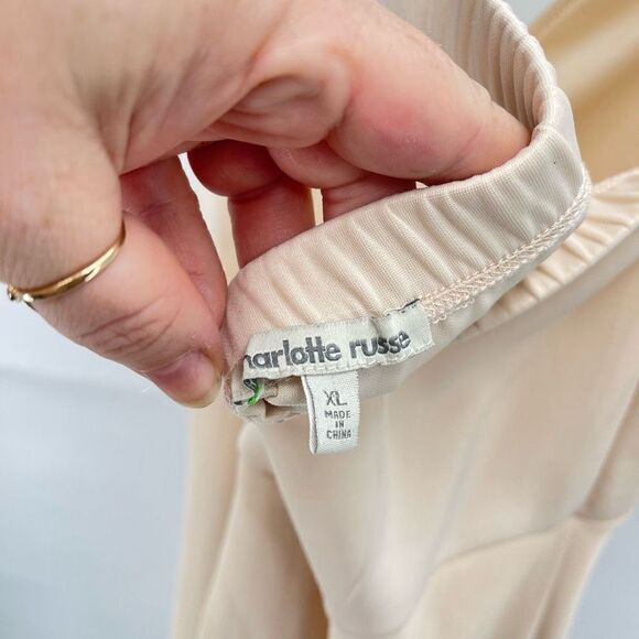 Charlotte Russe Womens Bodycon Dress Stretch Mini Inner Shorts Beige XL - Picture 10 of 12